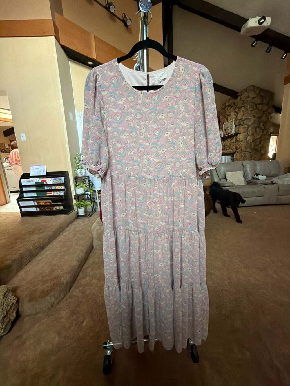 MELLODAY Pink Floral Tiered Midi Dress Style CED192667-RD Size XL